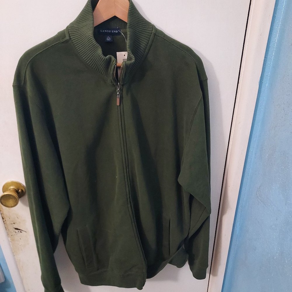 NWT, Lands' End Fleece Jacket, Green, Unisex, XL